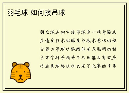 羽毛球 如何接吊球